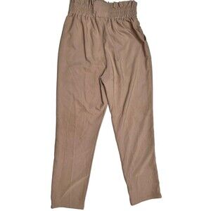 Grace Karin Size M Pants Womens Tan High Rise Casual Paper Bag Waist Pockets